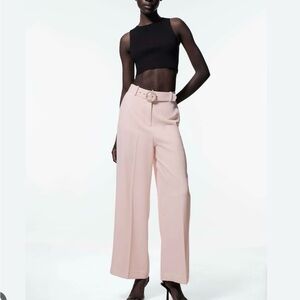 Zara Elegant Light Pink Women's Wide-Leg Pants size M NWT